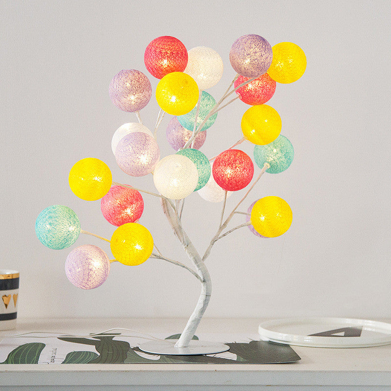Lampe arbre à boules de coton lumineuses