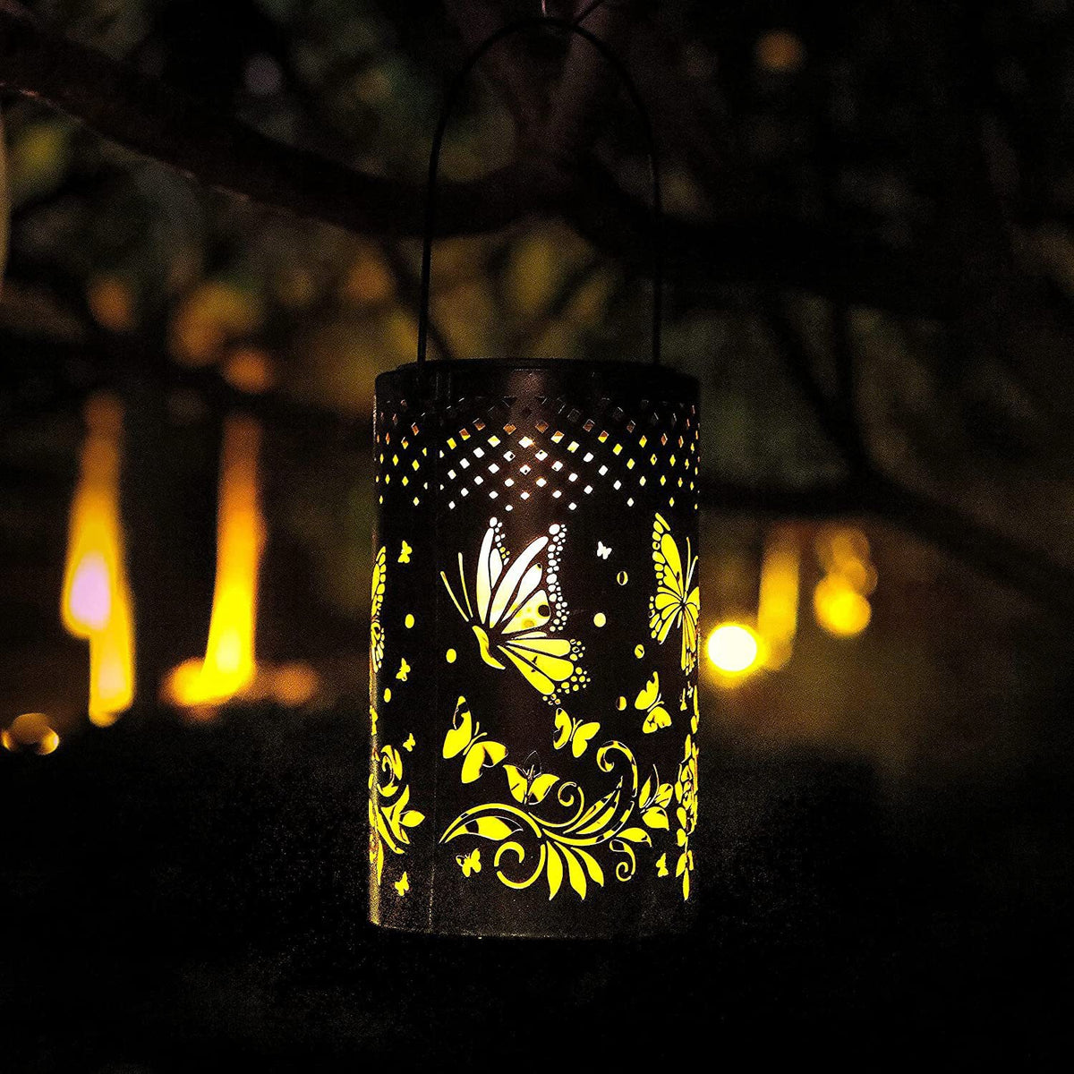 Lanterne solaire papillons, projection lumineuse