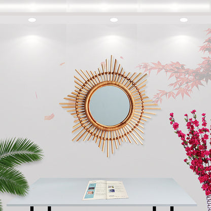 Miroir soleil en rotin tressé, 50 ou 60 cm