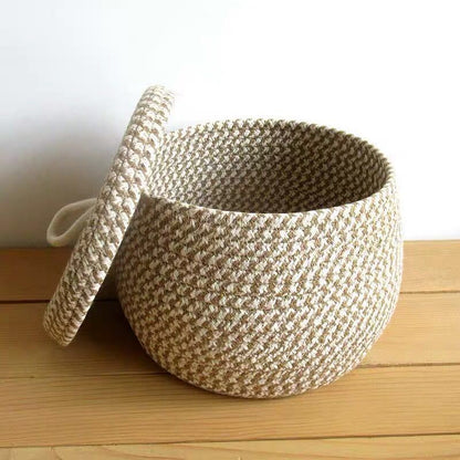 Panier de rangement tressé avec couvercle