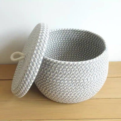 Panier de rangement tressé avec couvercle