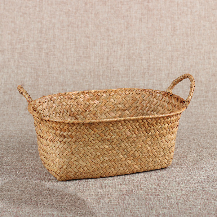 Panier en paille tressée avec anses, 3 tailles