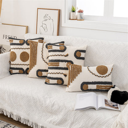 Housse de coussin tuftée bohème, motif arches
