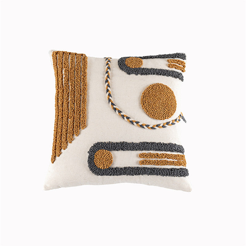 Housse de coussin tuftée bohème, motif arches