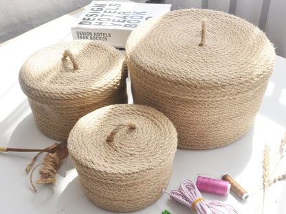 Panier tressé avec couvercle, 3 tailles