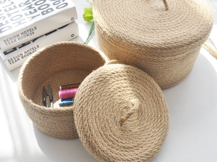 Panier tressé avec couvercle, 3 tailles