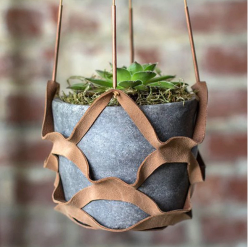Suspensions pour plantes en cuir et corde, lot de 3