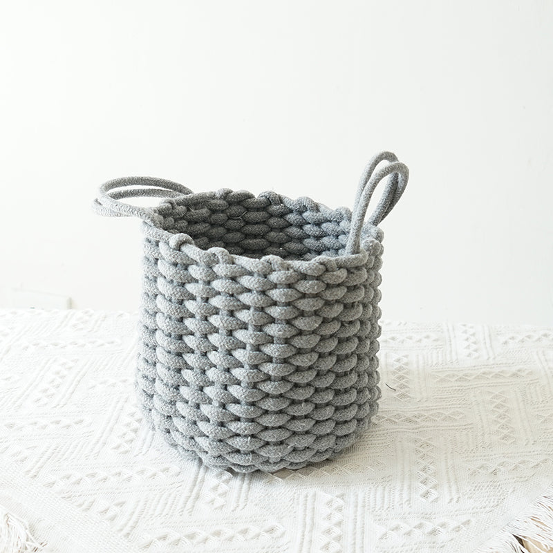 Panier en corde de coton tressé main, rond ou rectangle