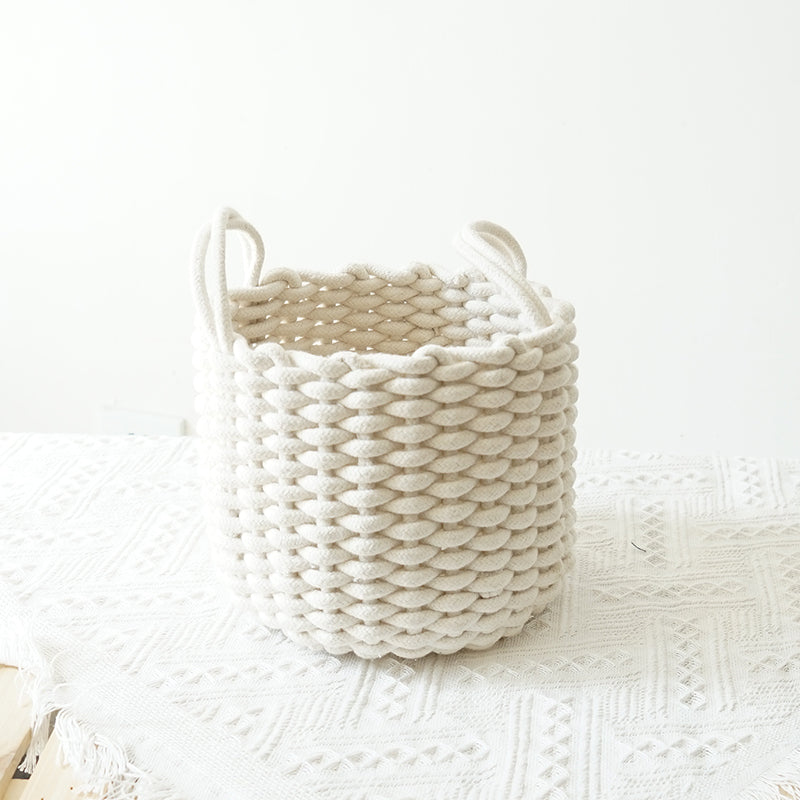 Panier en corde de coton tressé main, rond ou rectangle