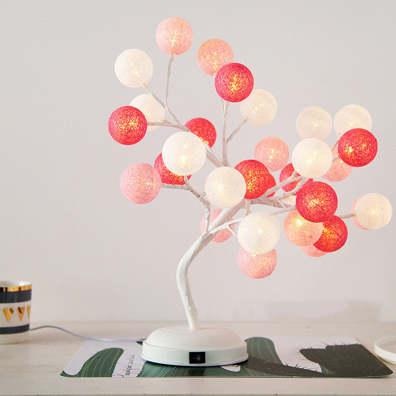 Lampe arbre à boules de coton lumineuses