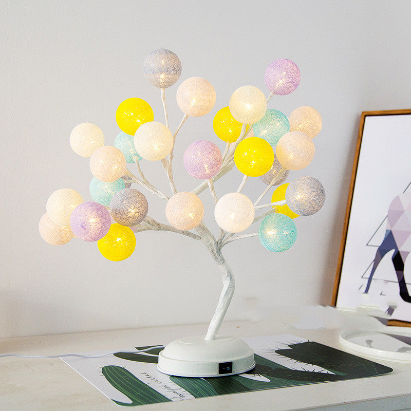 Lampe arbre à boules de coton lumineuses
