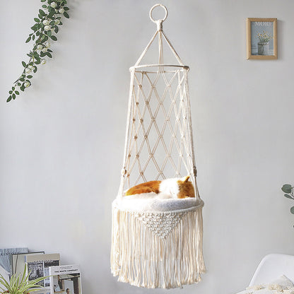Hamac suspendu pour chat en macramé