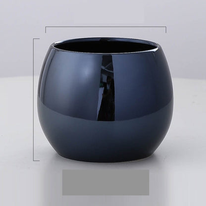 Cache-pot en céramique brillante, doré ou bleu saphir