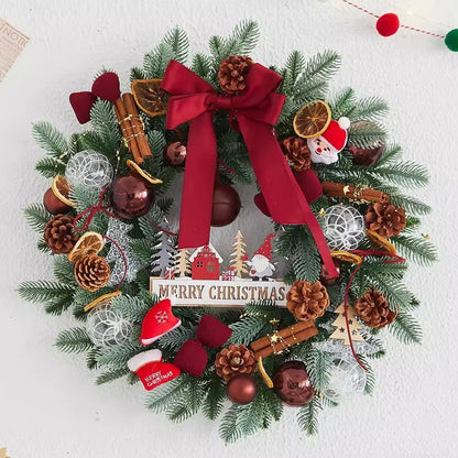 Couronne de Noël premium avec nœud et pommes de pin