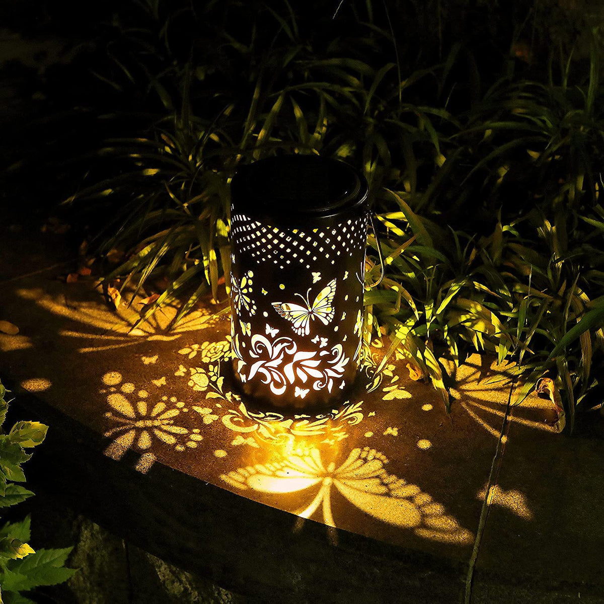 Lanterne solaire papillons, projection lumineuse