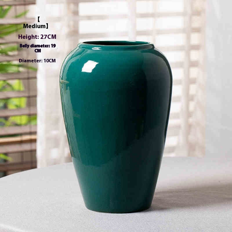 Vase en céramique vert émeraude émaillée