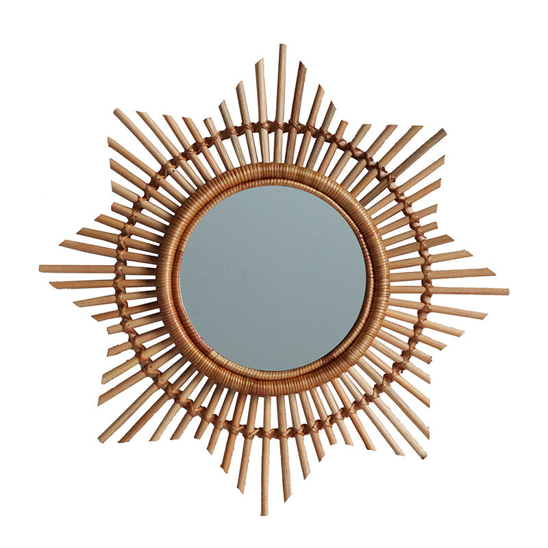 Miroir soleil en rotin tressé, 50 ou 60 cm