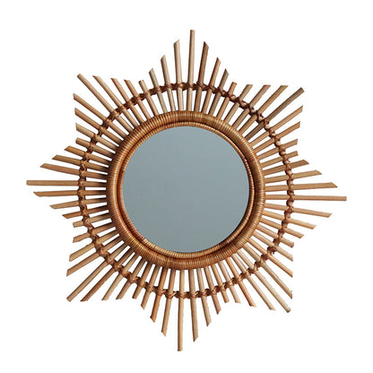 Miroir soleil en rotin tressé, 50 ou 60 cm