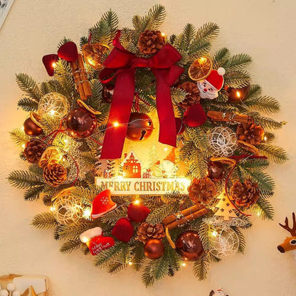 Couronne de Noël premium avec nœud et pommes de pin