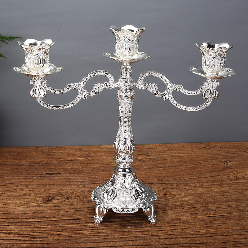 Chandelier tulipe baroque, doré ou argenté