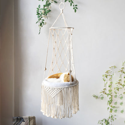 Hamac suspendu pour chat en macramé