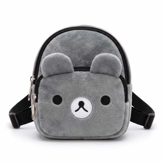 Sac à dos ourson pour chien coloris gris, sur fond blanc