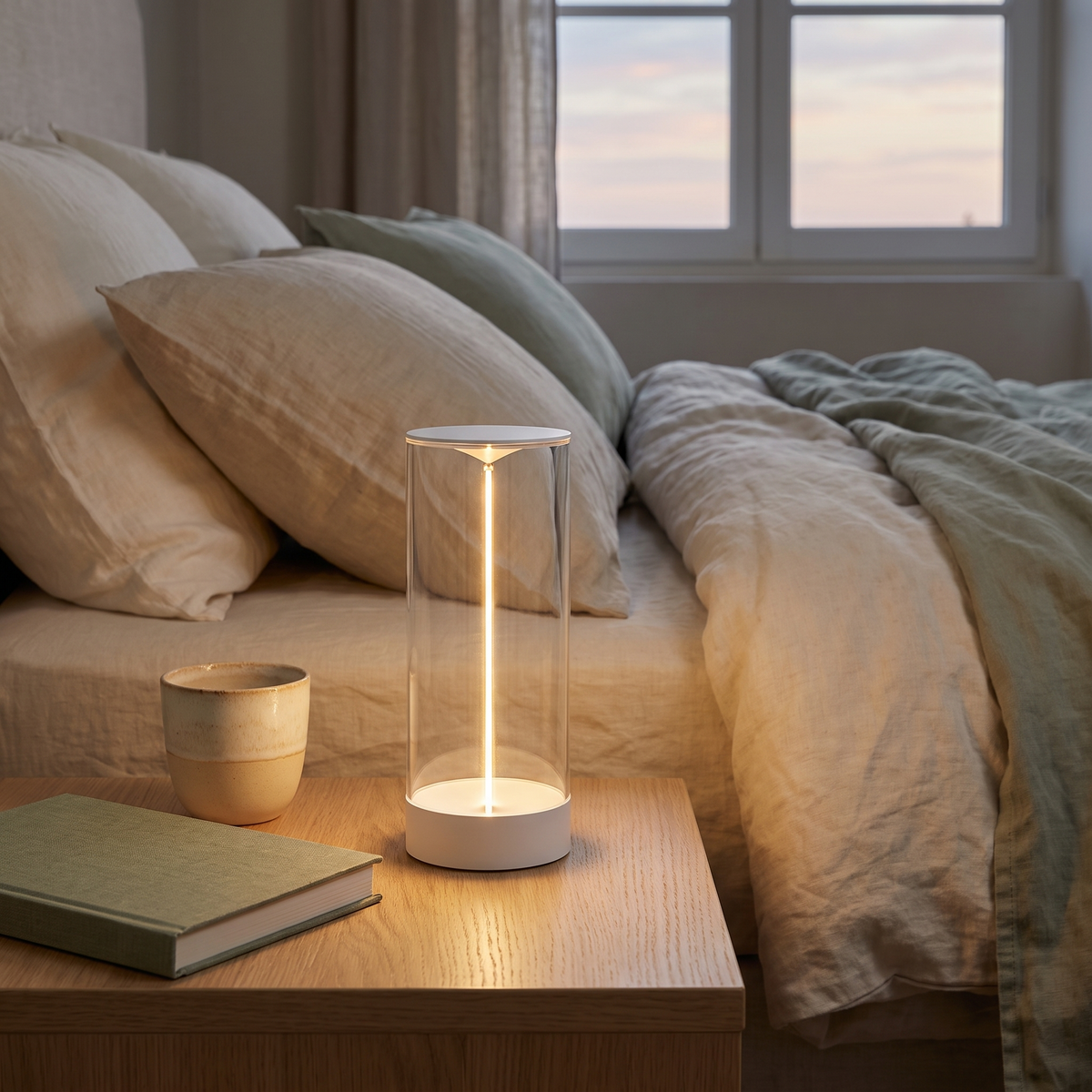Lampe de chevet magnétique sans fil blanche
